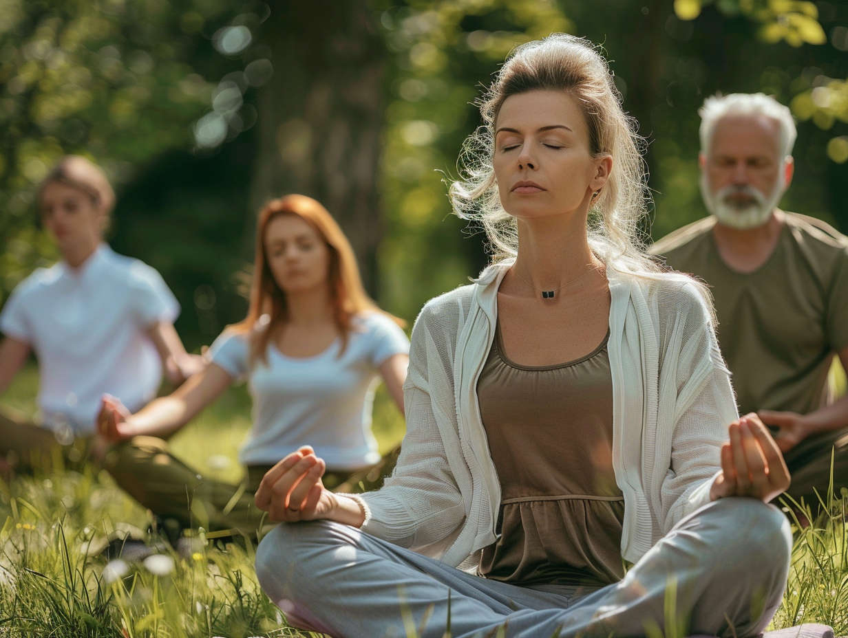 Жінка виконує йогу на березі океану в променях сонця