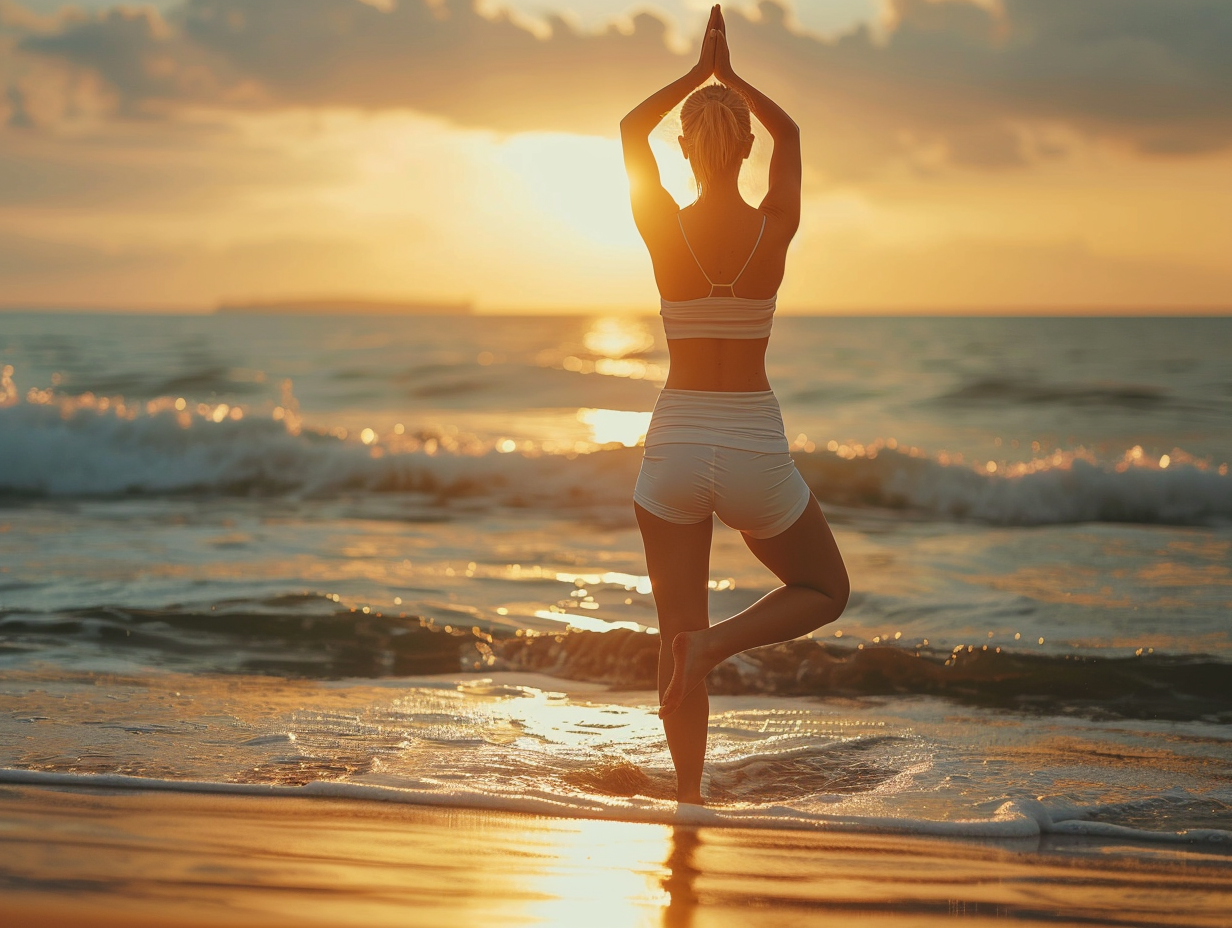 Група людей різного віку виконують йогу в студії